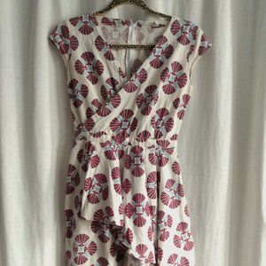 Printed cotton dress with asymmetrical skirt